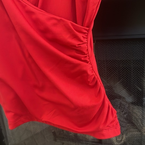 Etcetera red, criss-cross blouse. Size Small. - Picture 3 of 6